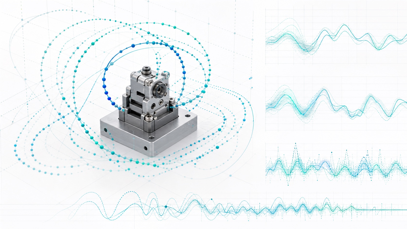 Motion trajectories and force charts around a robotic workpiece